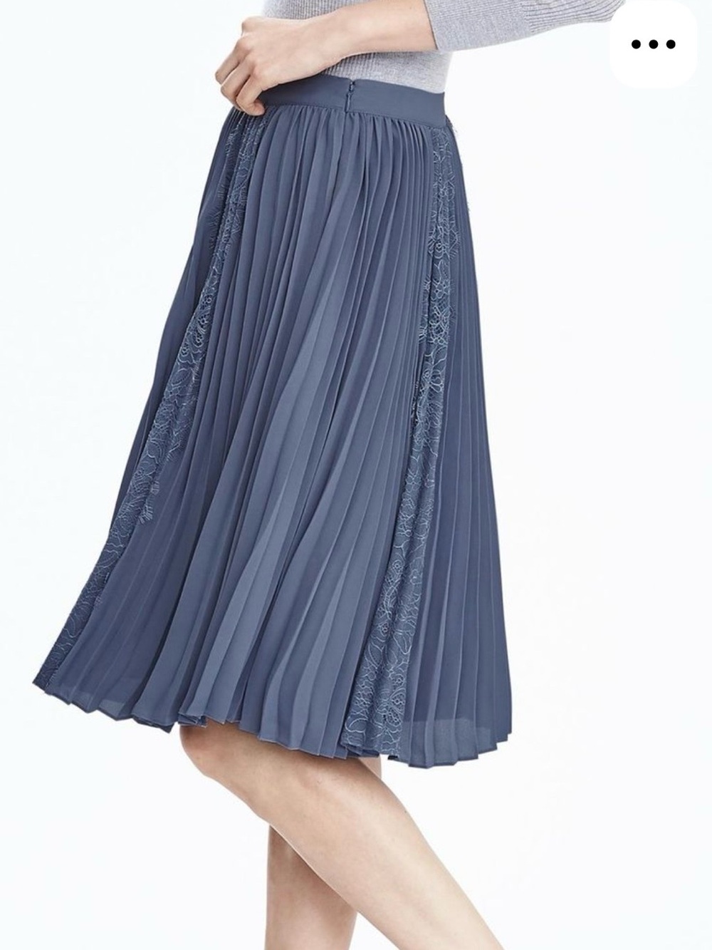Banana Republic Pleated Lace-Panel Midi Skirt in Slate Blue size 4P